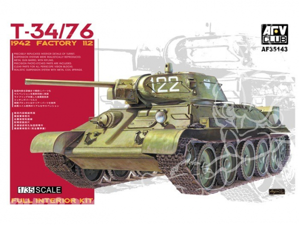 Afv Club maquette militaire 35143 CHAR MOYEN SOVIETIQUE T-34/76 1/35