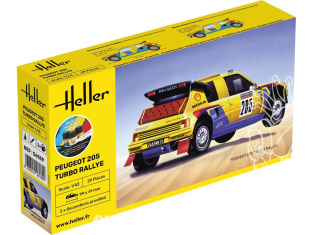 HELLER maquette voiture 56189 STARTER KIT Peugeot 205 Turbo Rally inclus peintures principale colle et pinceau 1/43