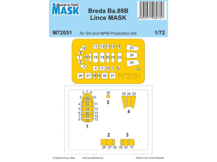 Special Hobby Masque avion M72051 Pour Breda Ba.88B Lince kit MPM 1/72