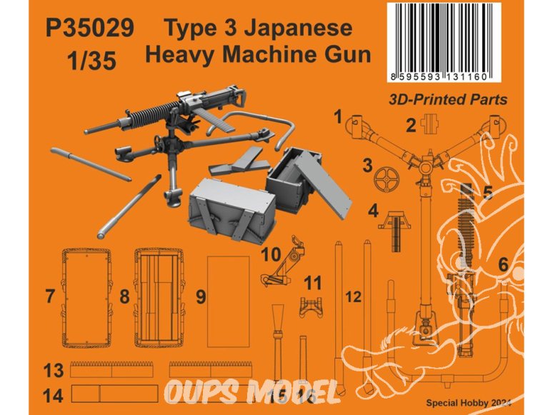 Special Hobby 3D Print militaire P35029 Mitrailleuse lourde japonaise de type 3 1/35