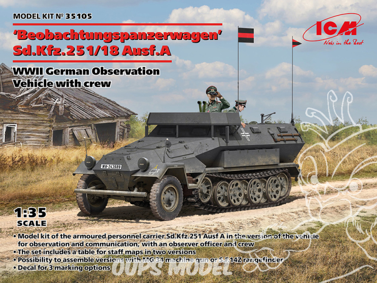 Icm maquette militaire 35105 Beobachtungspanzerwagen Sd.Kfz.251/18 Ausf.A 1/35