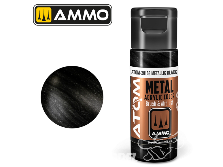 ATOM MIG peinture acrylique 20168 Noir métallisé - Metallic Black 20ml