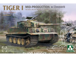 Takom maquette militaire 2198 Tigre I Mid-Production w/ Zimmerit Sd.Kfz.181 Pz.Kpfw.VI Ausf.E 1/35