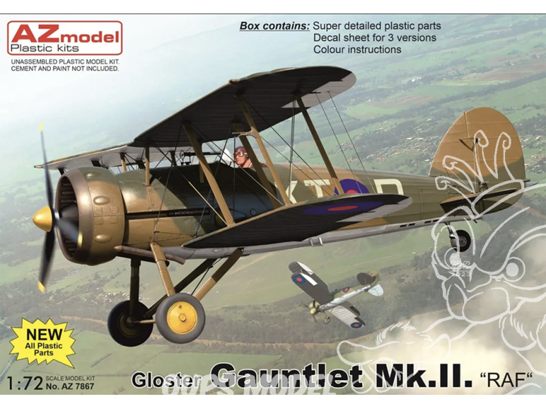 AZ Model Kit avion AZ7867 Gloster Gauntlet Mk.II RAF 1/72