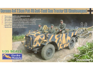 Gecko Models maquettes militaire 35GM0073 Tacteur 4x4 C8 Beutewagen avec 7,5cm Pak 40 canon anti char 1/35