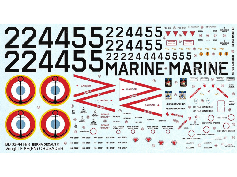 DECALQUES BERNA DECALS BD32-44 Vought F-8E (FN) Crusader 1/32