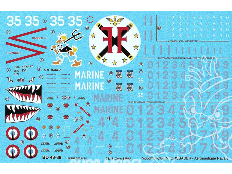 Decalques Berna decals BD48-39 VOUGHT F-8E (FN) CRUSADER - Aeronautique Navale 1/48