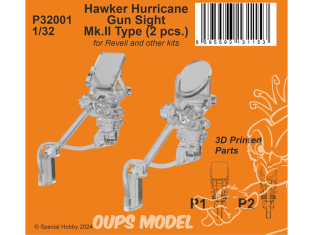 Special Hobby 3D Print militaire P32001 Hawker Hurricane Viseur Mk.II Type (2 pièces) 1/35