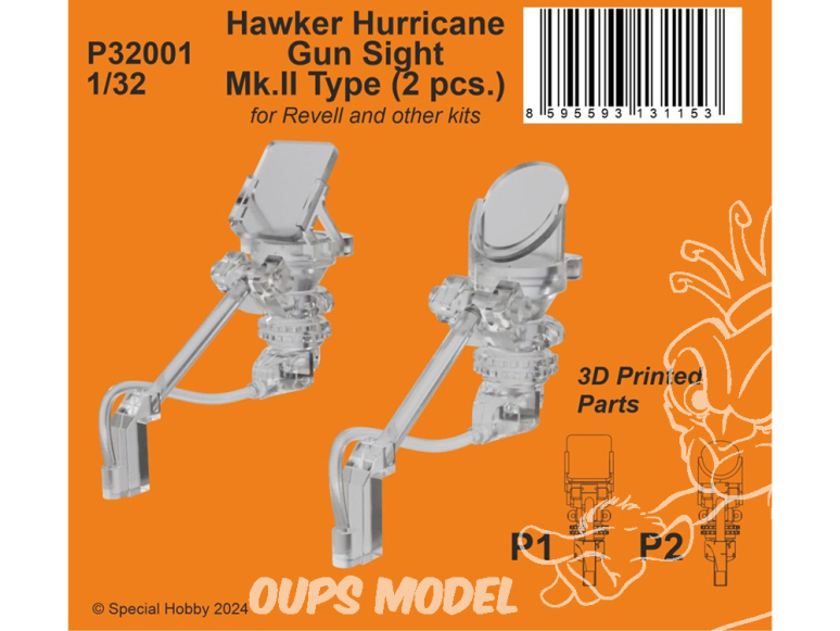 Special Hobby 3D Print militaire P32001 Hawker Hurricane Viseur Mk.II Type (2 pièces) 1/35