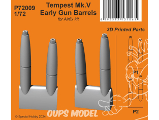 Special Hobby 3D Print militaire P72009 Tempest Mk.V Early Gun Barrels pour kit Airfix 1/72