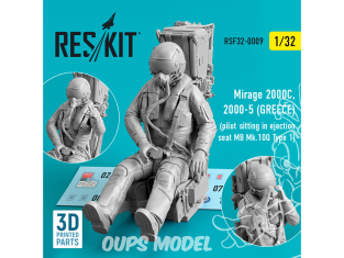 ResKit kit Figurine RSF32-0009 Pilote Mirage 2000C 2000-5 GRÈCE assis dans siège éjectable MB Mk.10Q Type 1 imprimé en 3D 1/32