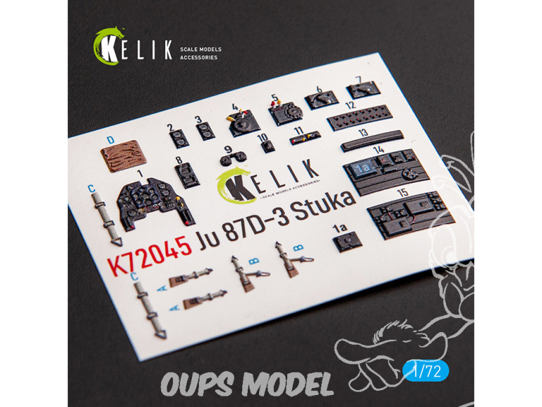 Kelik Decals 3D K72045 Décalcomanies 3D intérieures Junkers Ju 87D-3 Stuka pour kit Special Hobby 1/72