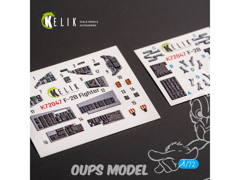 Kelik Decals 3D K72047 Décalcomanies 3D intérieures JASDF F-2B Fighter pour kit FineMolds 1/72