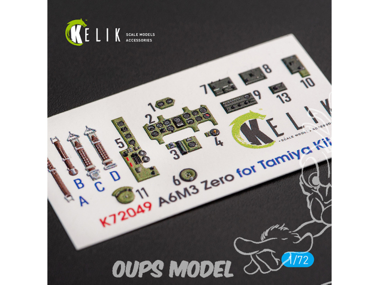 Kelik Decals 3D K72049 Décalcomanies 3D intérieures A6M3 Zero pour kit Tamiya 1/72