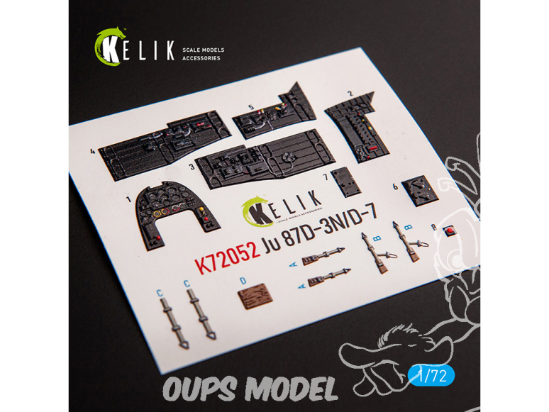 Kelik Decals 3D K72052 Décalcomanies 3D intérieures Junkers Ju87D-3N/D-7 pour kit Fujimi et Hobby 2000 kit 1/72