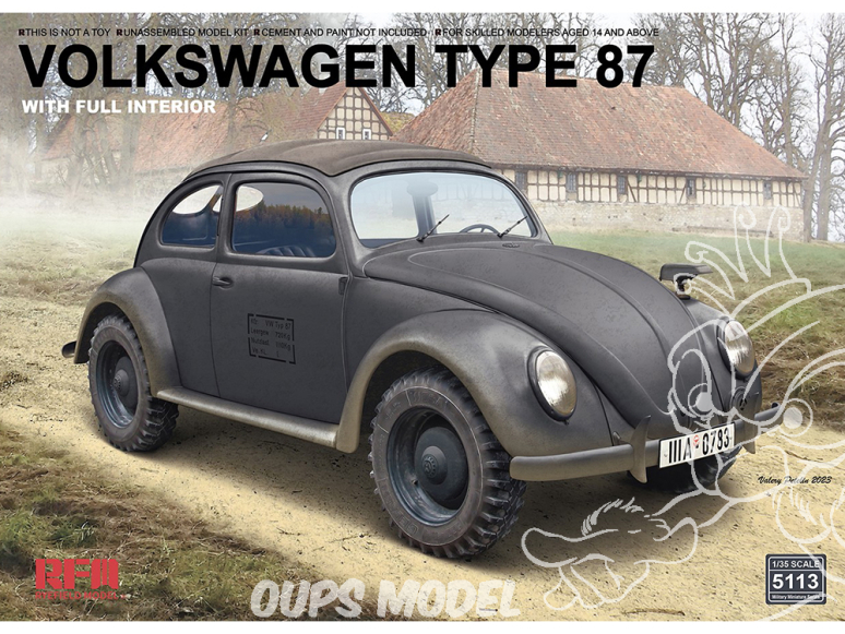 Rye Field Model maquette militaire 5113 Volkswagen Type 87 avec intérieur complet 1/35