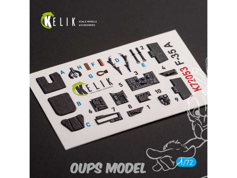 Kelik Decals 3D K72053 Décalcomanies 3D intérieuresF-35A pour kit Tamiya 1/72