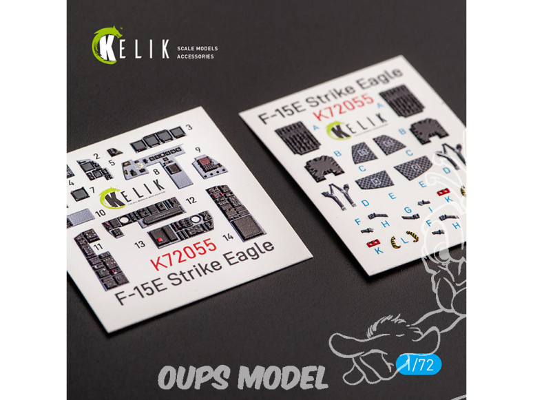 Kelik Decals 3D K72055 Décalcomanies 3D intérieures F-15E Strike Eagle pour kit Revell 1/72