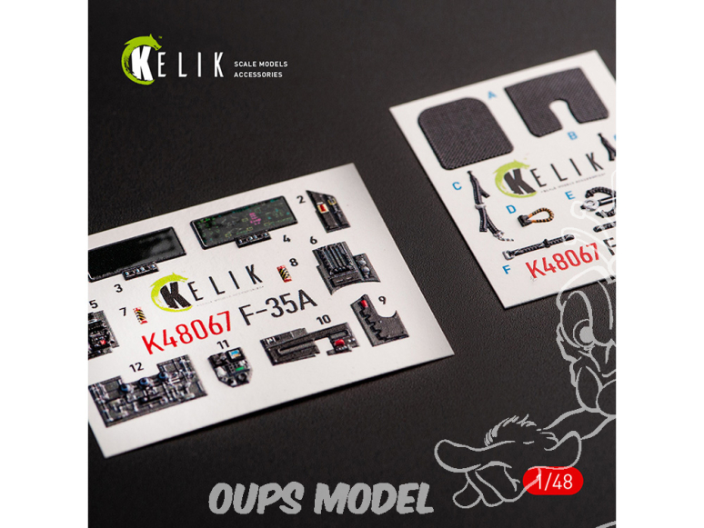 Kelik Decals 3D K48067 Décalcomanies 3D intérieures F-35A Tomcat pour Tamiya 1/48