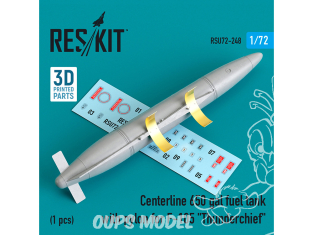 ResKit RSU72-0248 Réservoir de carburant Centerline 650 gal avec pylônes pour F-105 Thunderchief 1 pcs imprimé 3D 1/72