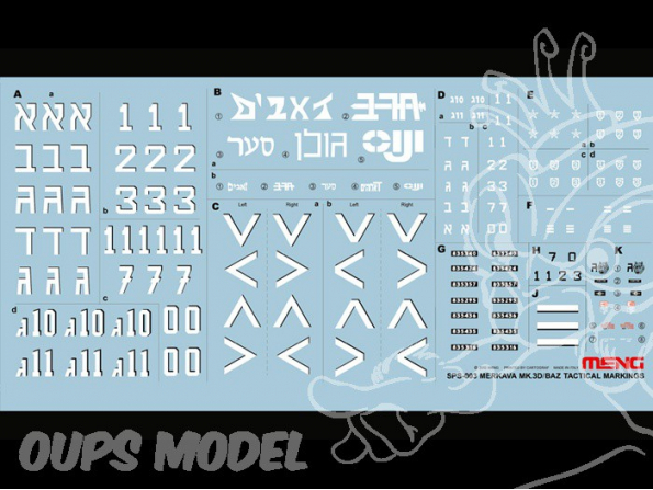 Meng decalques SPS-003 MERKAVA Mk.3D/BAZ 1/35