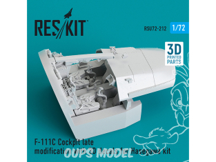 ResKit RSU72-0212 Modification tardive du cockpit du F-111C avec décalcomanies 3D pour le kit Hasegawa (imprimé en 3D) 1/72