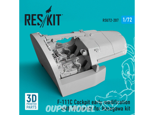 ResKit RSU72-0207 Modification précoce du cockpit du F-111C avec décalcomanies 3D pour le kit Hasegawa (imprimé en 3D) 1/72
