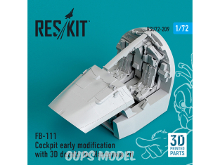 ResKit RSU72-0209 F-111D Modification précoce du cockpit FB-111 avec décalcomanies 3D pour le kit Hasegawa (imprimé en 3D) 1/72