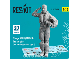 ResKit kit Figurine RSF32-0014 Mirage 2000 TAIWAN femme pilote en position debout- type 1 1/32