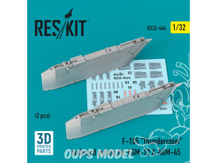 ResKit kit armement Avion RS32-0444 Pylônes hors-bord F-105 « Thunderchief » AGM-12 et AGM-45 (2 pièces) imprimé en 3D 1/32