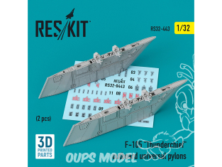 ResKit kit armement Avion RS32-0443 Pylônes universels hors-bord F-105 « Thunderchief » (2 pièces) imprimés en 3D 1/32
