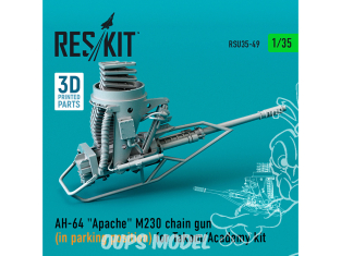 ResKit RSU35-0049 Mitraileuse à chaîne M230 en position de stationnement AH-64 Apache pour kit Takom Academy imprimé 3D 1/35