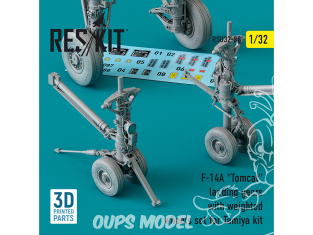 ResKit kit d'amelioration Avion RSU32-0088 Trains d'atterrissage F-14A Tomcat avec roues lestées kit Tamiya imprimé en 3D 1/32