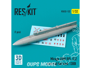 ResKit amelioration RSU32-0122 Mirage 2000 RPL 522 réservoir de carburant externe 1300lt imprimé en 3D 1/32