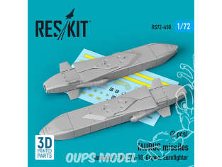 ResKit kit armement Avion RS72-0450 Missiles TAURUS (2 pcs) imprimé en 3D 1/72