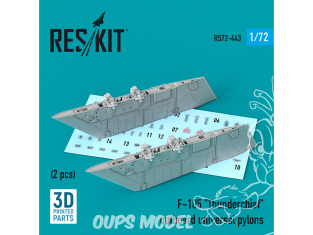 ResKit kit armement Avion RS72-0443 Pylônes universels hors-bord F-105 « Thunderchief » (2 pièces) imprimés en 3D 1/72