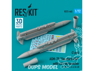 ResKit kit armement Avion RS72-0445 AGM-78 "Standard ARM" avec lanceur LAU-80 (2 pcs) 1/72