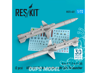 ResKit kit armement Avion RS72-0451 Missiles AGM-45 « Shrike » avec lanceur LAU-34 (2 pcs) imprimé en 3D 1/72