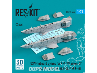 ResKit kit armement Avion RS72-0446 Pylônes intérieurs de l'USAF pour F-4 « Phantom II » (2 pcs) imprimé en 3D 1/72
