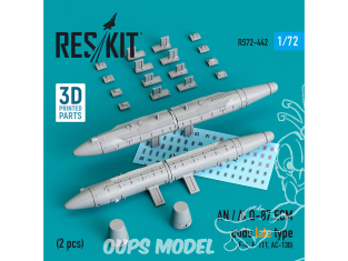 ResKit kit RS72-0442 Pods AN/ALQ-87 ECM de type tardif (2 pcs) imprimé en 3D 1/72