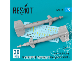 ResKit kit armement Avion RS72-0449 Bombes à guidage laser GBU-12 (A,B) « Paveway I » (2 pcs) (imprimé en 3D 1/72