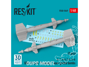 ResKit kit armement Avion RS48-0449 Bombes à guidage laser GBU-12 (A,B) « Paveway I » (2 pcs) (imprimé en 3D 1/48