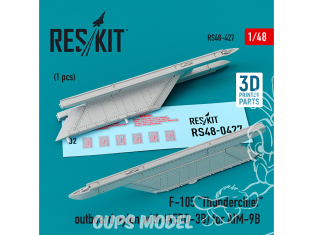 ResKit kit armement Avion RS48-0427 Pylône hors-bord F-105 « Thunderchief » (AERO-3B) pour AIM-9B imprimé en 3D 1/48