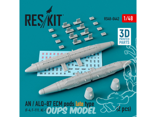 ResKit kit RS48-0442 Pods AN/ALQ-87 ECM de type tardif (2 pcs) imprimé en 3D 1/48