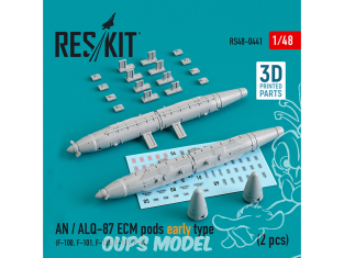 ResKit kit RS72-0441 Pods AN / ALQ-87 ECM de type précoce (2 pcs) imprimé en 3D 1/72