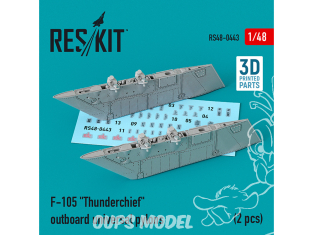 ResKit kit armement Avion RS48-0443 Pylônes universels hors-bord F-105 « Thunderchief » (2 pièces) imprimés en 3D 1/48