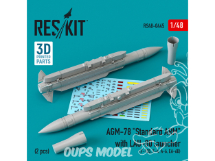 ResKit kit armement Avion RS48-0445 AGM-78 "Standard ARM" avec lanceur LAU-80 (2 pcs) 1/48