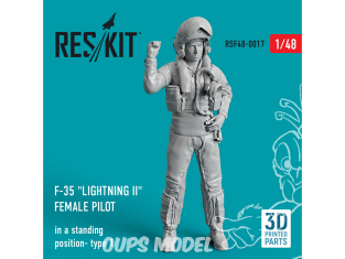 ResKit kit Figurine RSF48-0017 Pilote féminin du F-35 "Lightning II" (en position debout - type 1) imprimé en 3D 1/48