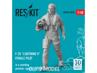 ResKit kit Figurine RSF48-0018 Pilote féminin du F-35 "Lightning II" (en position debout - type 2) imprimé en 3D 1/48