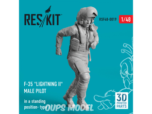 ResKit kit Figurine RSF48-0019 Pilote masculin du F-35 "Lightning II" (en position debout - type 1) imprimé en 3D 1/48